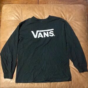 Vans Black Long Sleeve Tee with White Logo